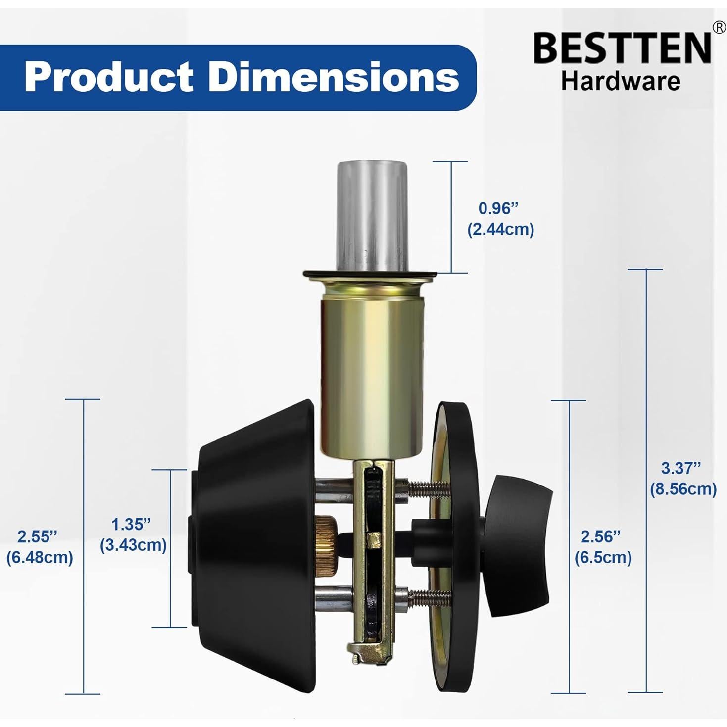 Cerrojo de Cilindro Único BESTTEN Negro Mate 5 Pines