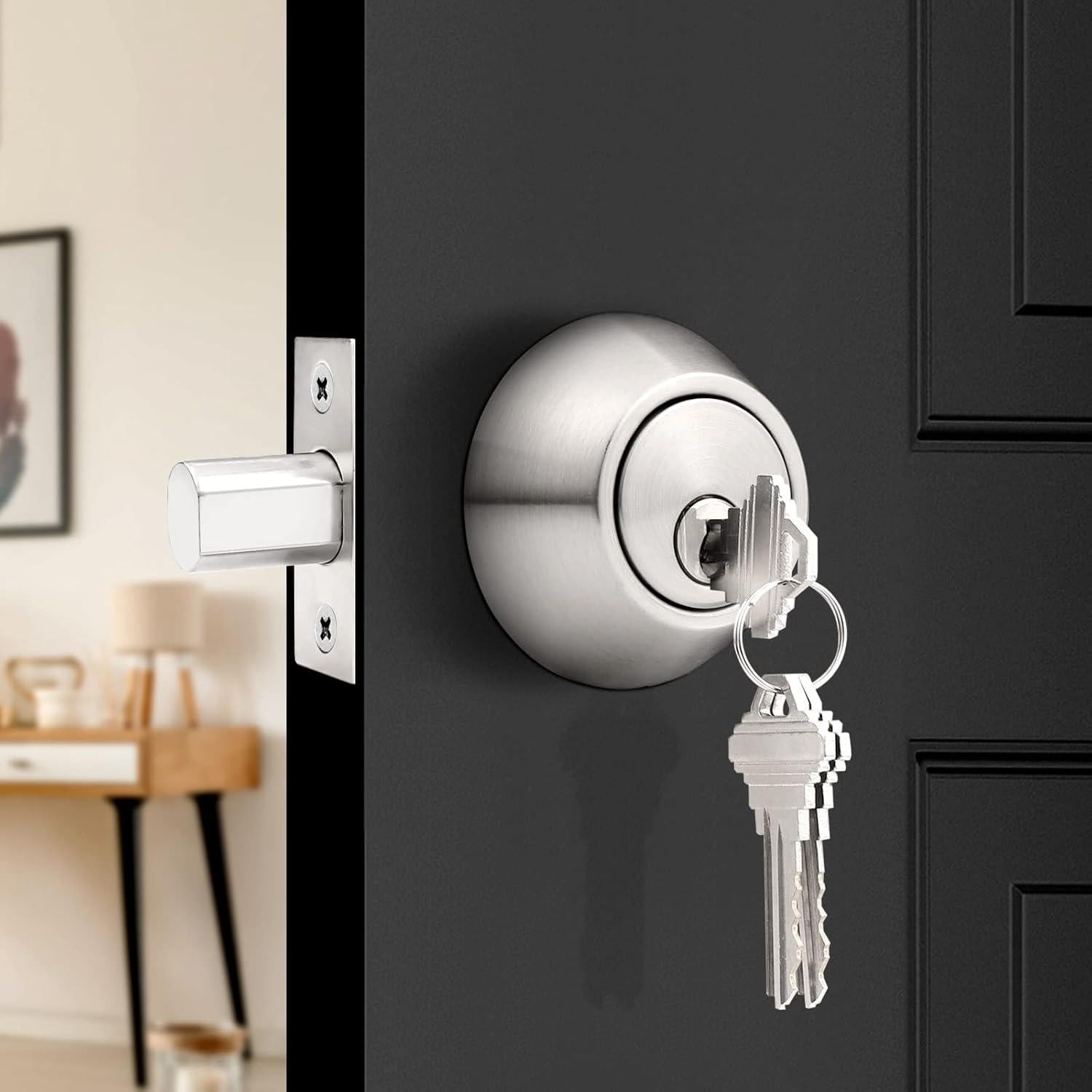 Cerradura Muerta Probrico Cilindro Único Níquel Cepillado