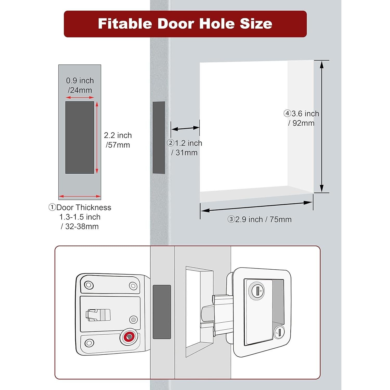Cerradura de puerta camper Naissian cromo con 6 llaves iguales