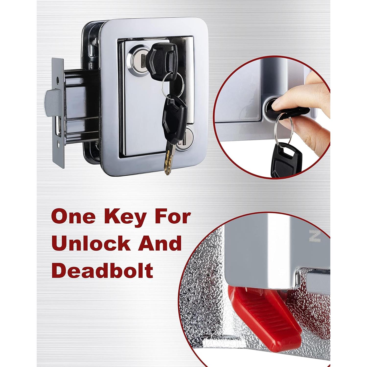 Cerradura de puerta camper Naissian cromo con 6 llaves iguales