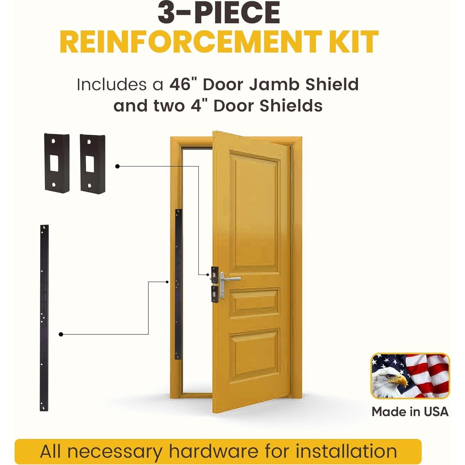 Armadura de Puerta Mini Armor Concepts - Kit de Seguridad 3 Piezas