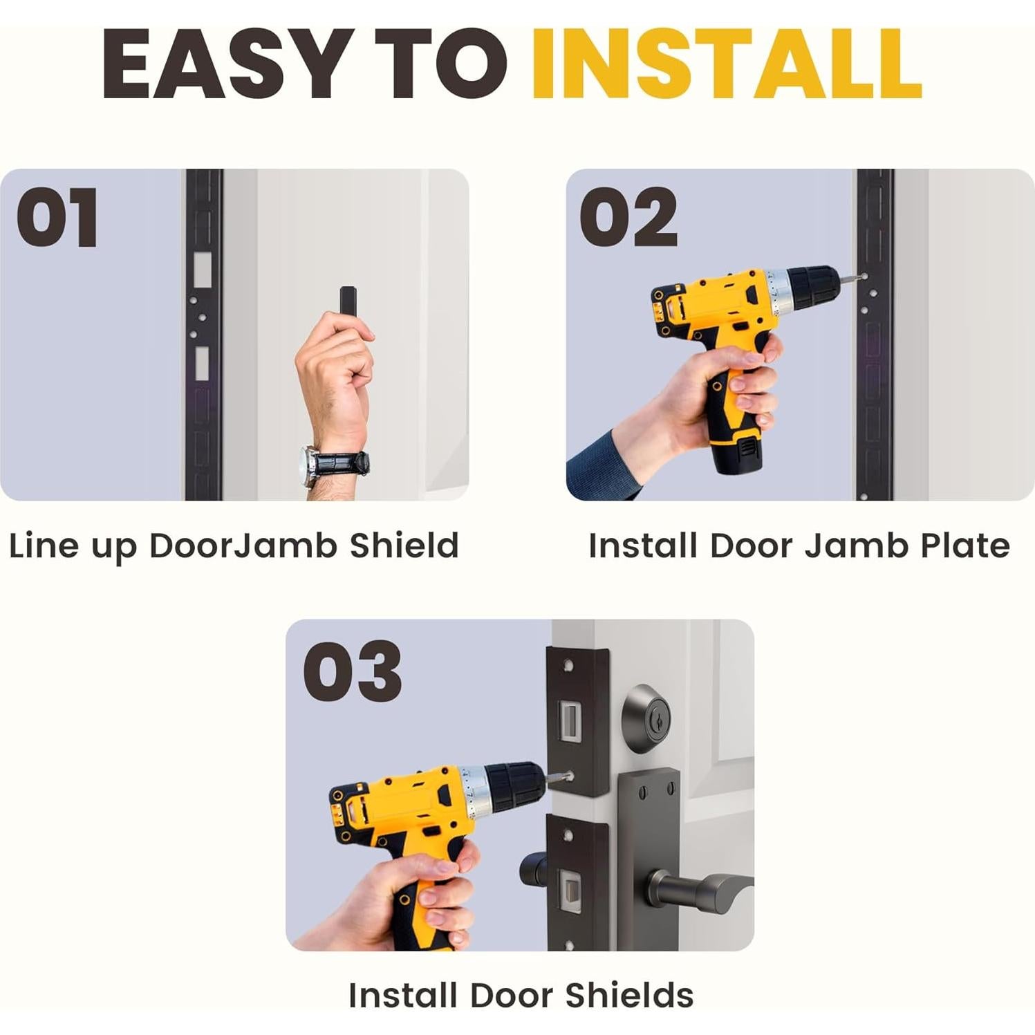 Armadura de Puerta Mini Armor Concepts - Kit de Seguridad 3 Piezas