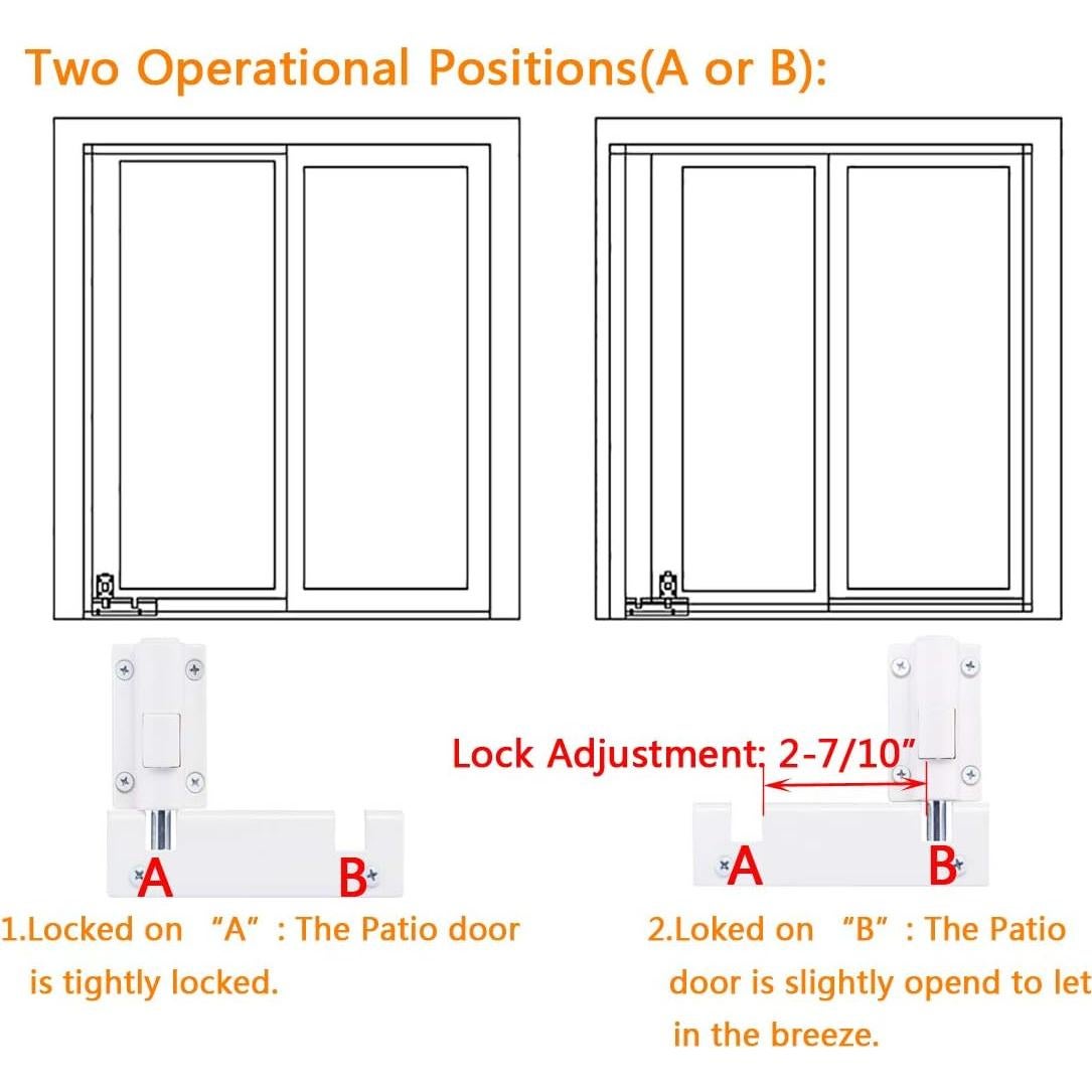 Cerradura de Seguridad para Puerta Corredera HauSun - A Prueba de Niños - Instalación Superior e Inferior