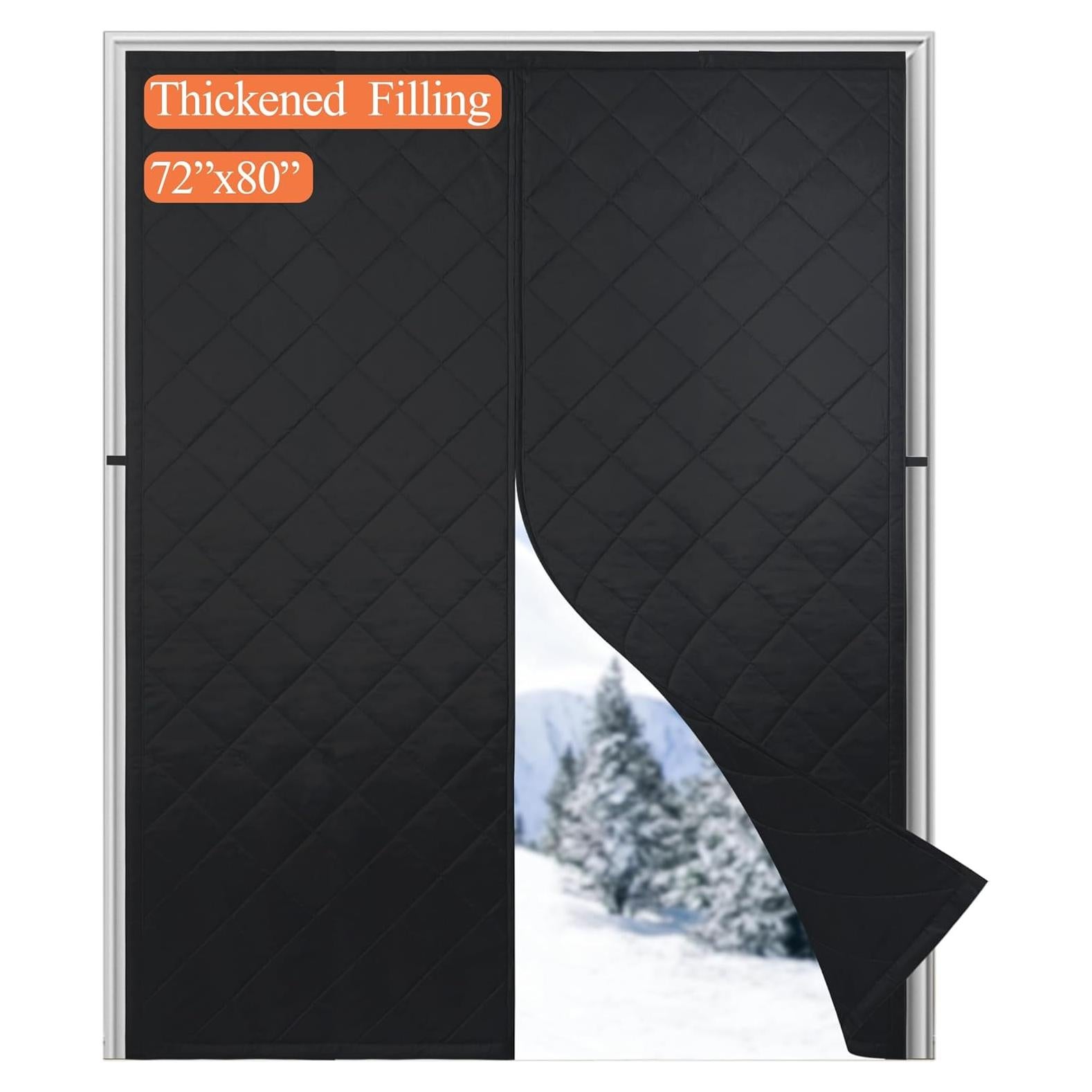 Cortina de Puerta Aislante Magnética Odocovo 182x203 cm Negra