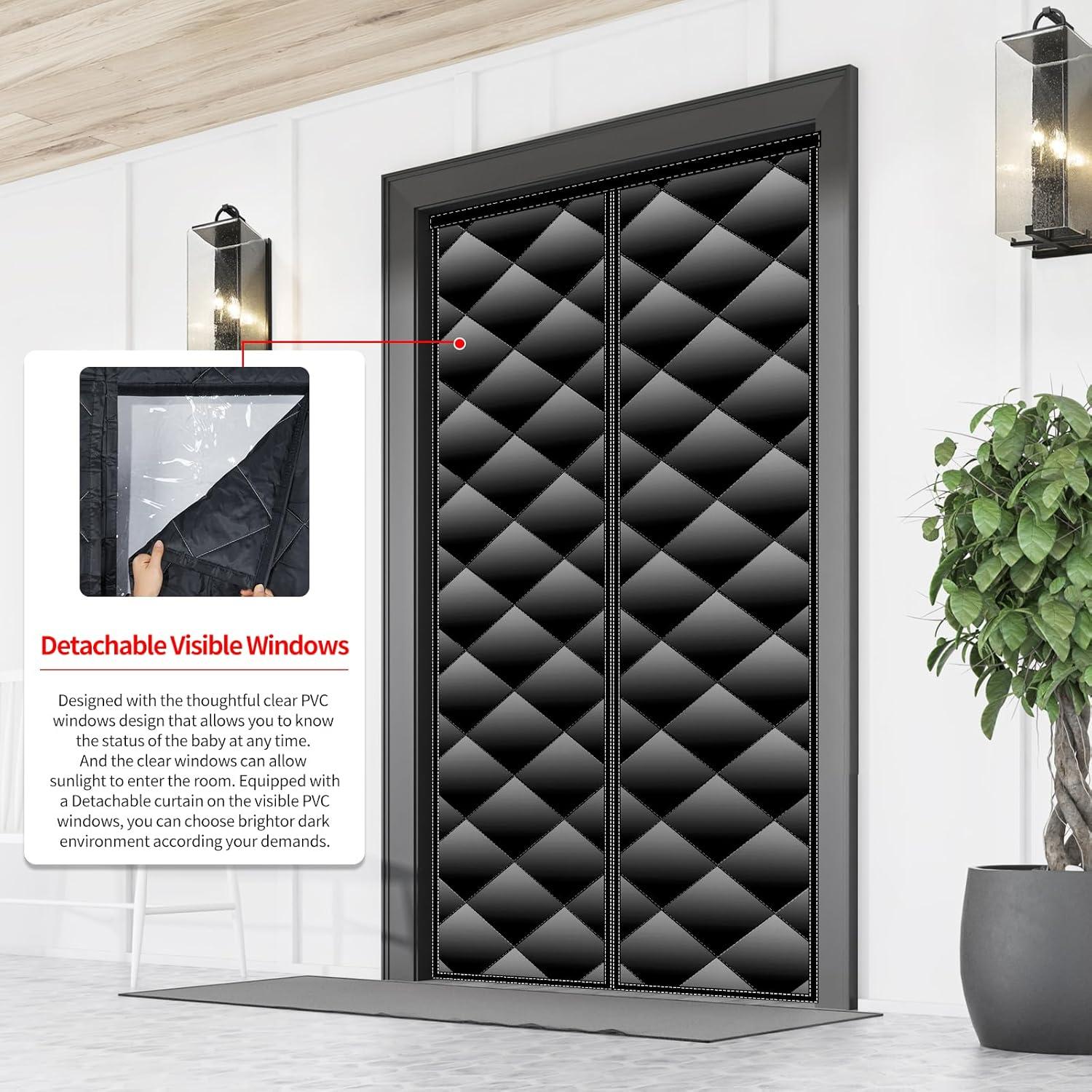 Cortina de Puerta Aislante Magnética Veanusiver 96x212cm Negra