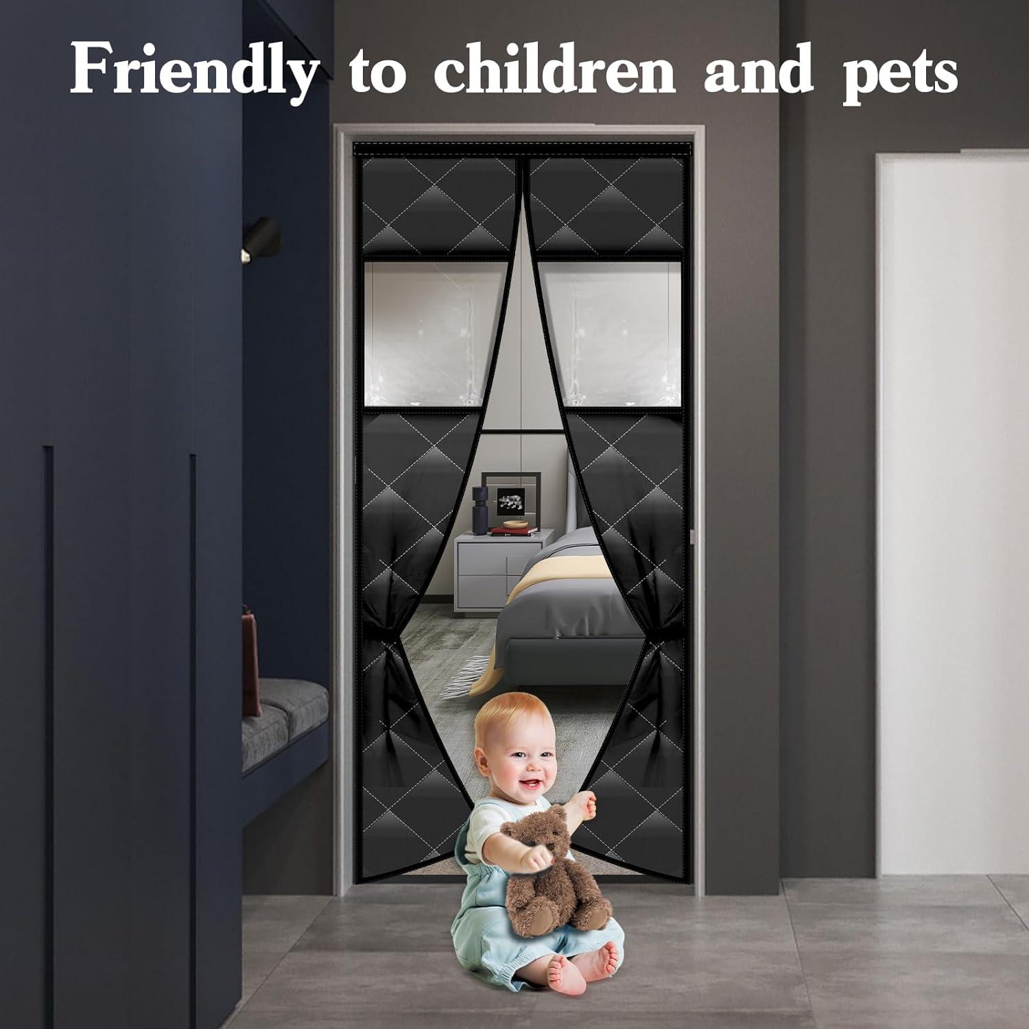 Cortina de Puerta Aislante Magnética Veanusiver 96x212cm Negra