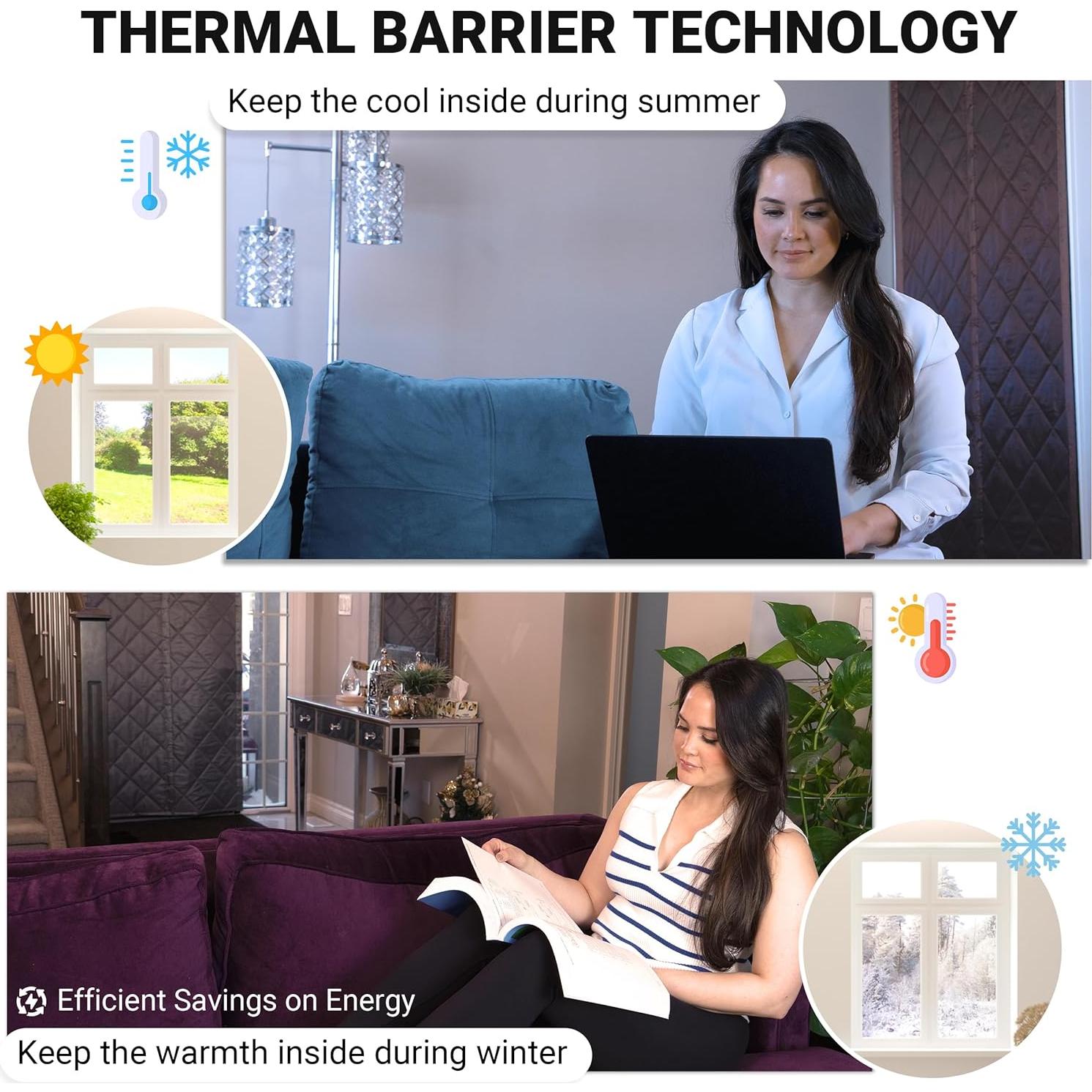 Cortina Térmica Aislante Magnética TemperDoor 38x80 cm Marrón