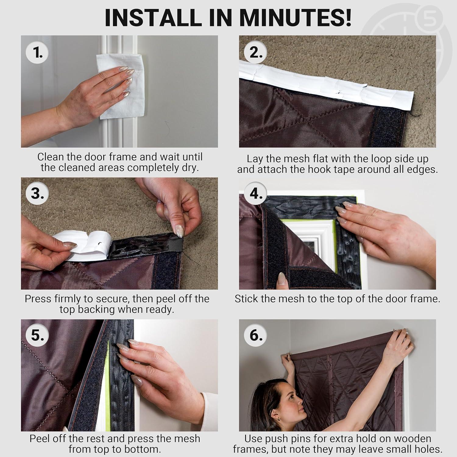 Cortina Térmica Aislante Magnética TemperDoor 38x80 cm Marrón