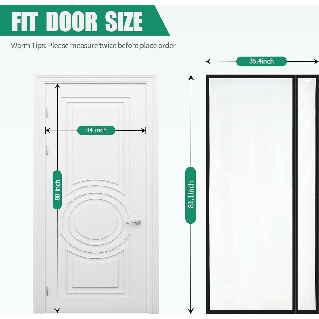 Cortina de Puerta Aislante Sunmoxia 34x80cm Transparente