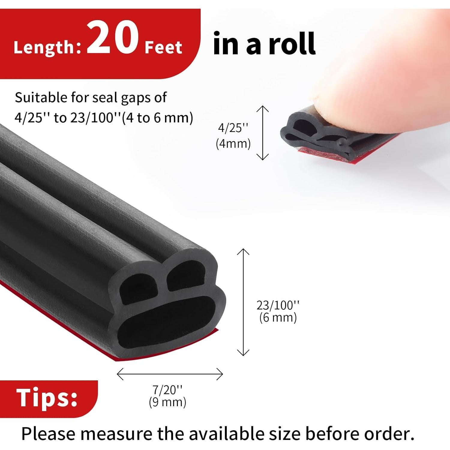 Sello de Puerta de Goma Fingwerk 6.1m Negro Autoadhesivo