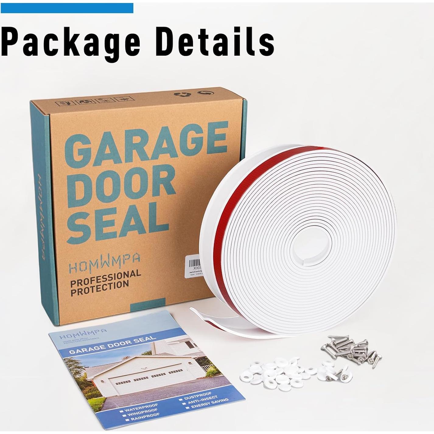 Sello de Puerta de Garaje HOMWMPA 34FT Blanco Impermeable