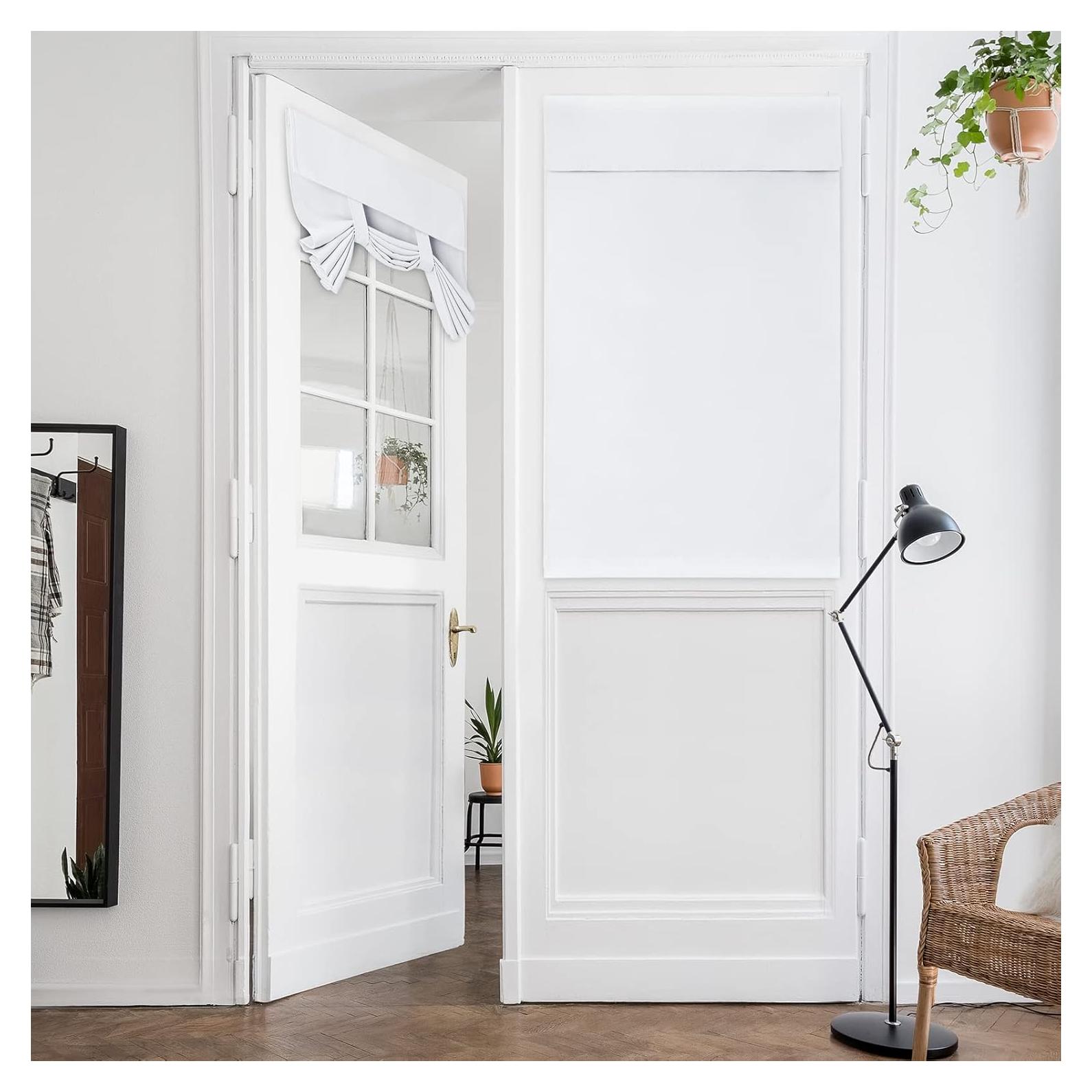 Cortina de Puerta Francesa Opaca HOMEIDEAS 66x101cm Blanca