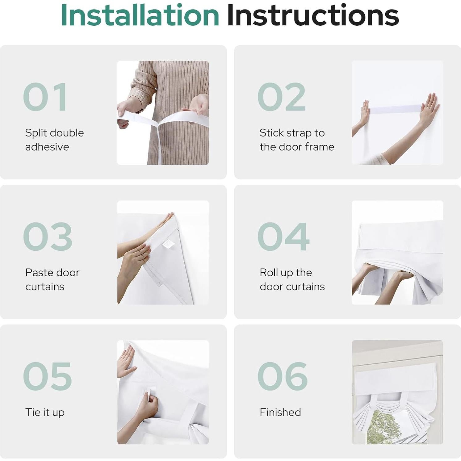 Cortina de Puerta Francesa Opaca HOMEIDEAS 66x101cm Blanca