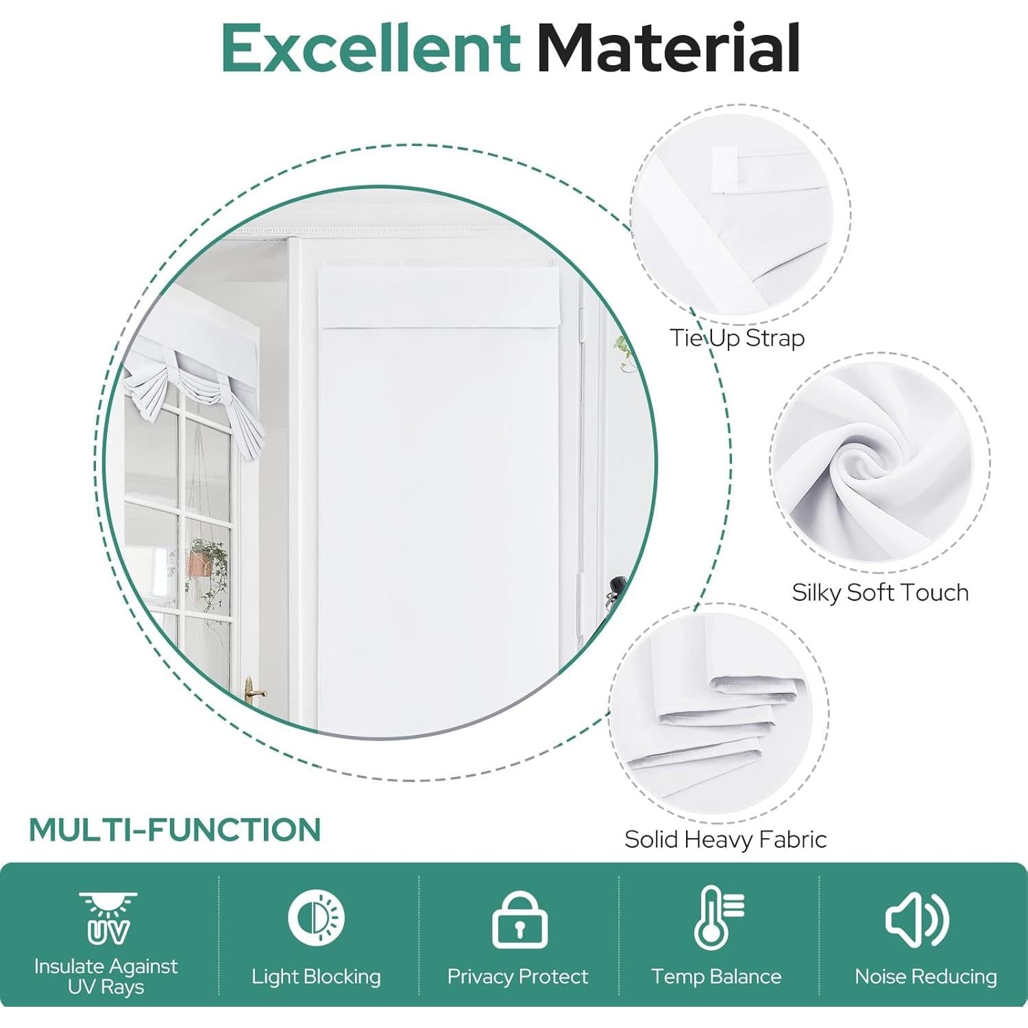 Cortina de Puerta Francesa Opaca HOMEIDEAS 66x101cm Blanca