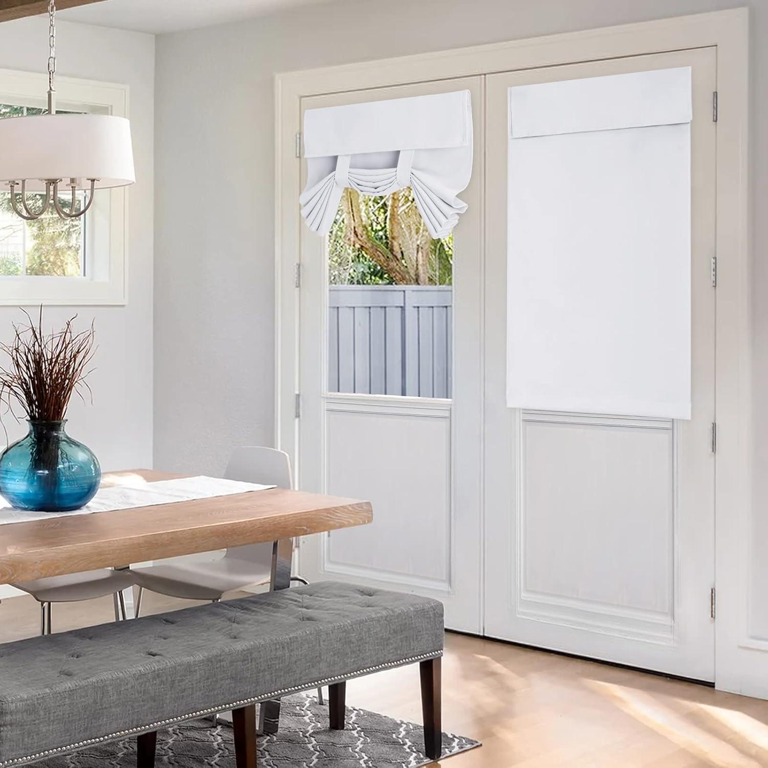 Cortina de Puerta Francesa Opaca HOMEIDEAS 66x101cm Blanca