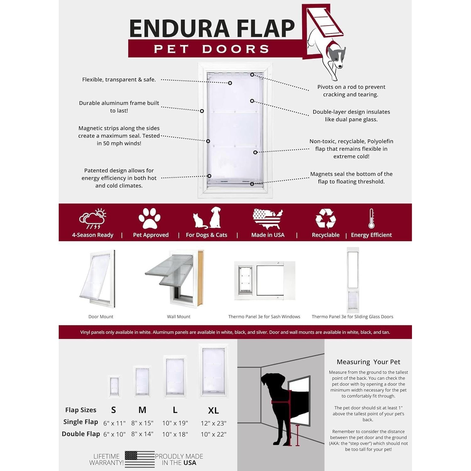 Puerta para Mascotas Endura Flap XL para Vidrio Deslizante 77-80 cm