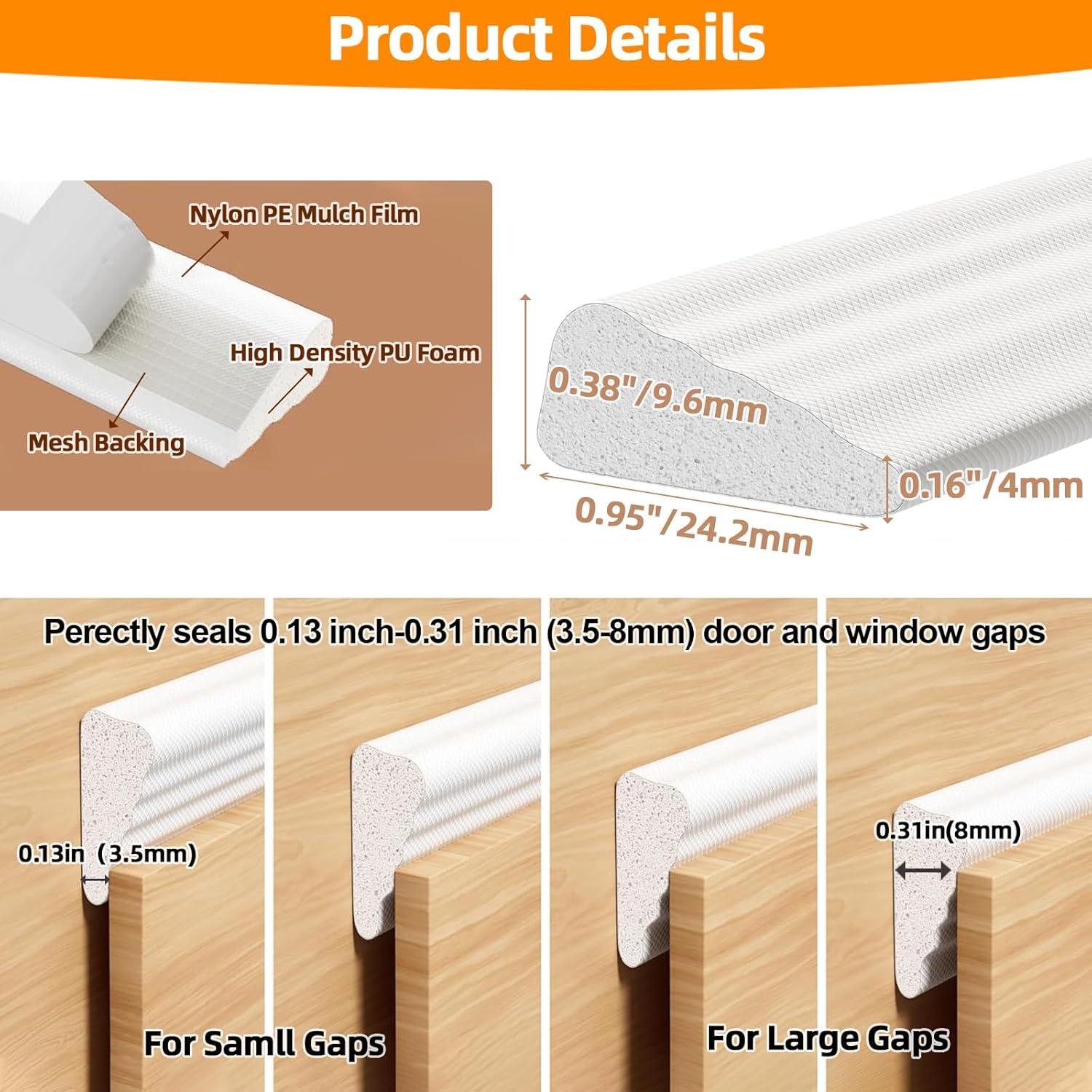 Tira de Aislamiento Jywtleey 9.8 Pies Blanco para Ventanas y Puertas