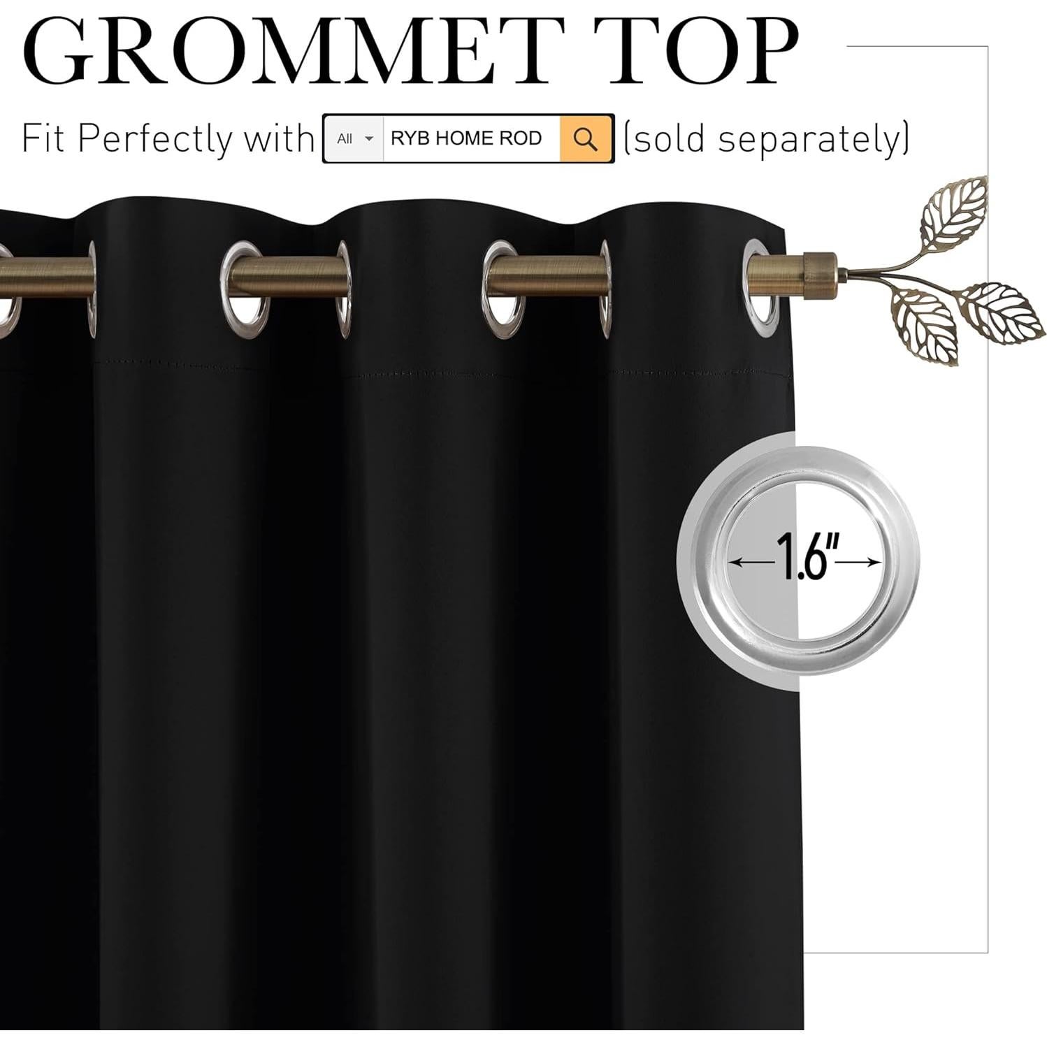 Cortina Blackout Térmica RYB HOME 254x213 cm Negra