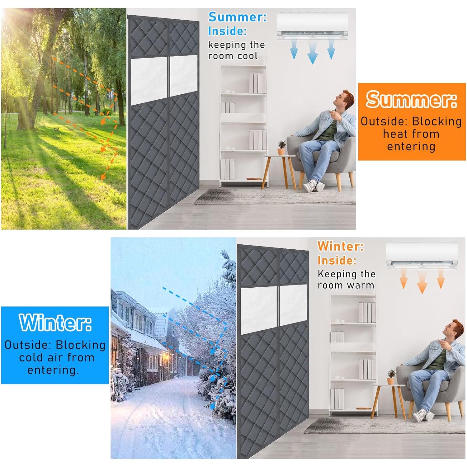 Cortina de Puerta Aislante Magnética Foxtell 91x203 cm Gris