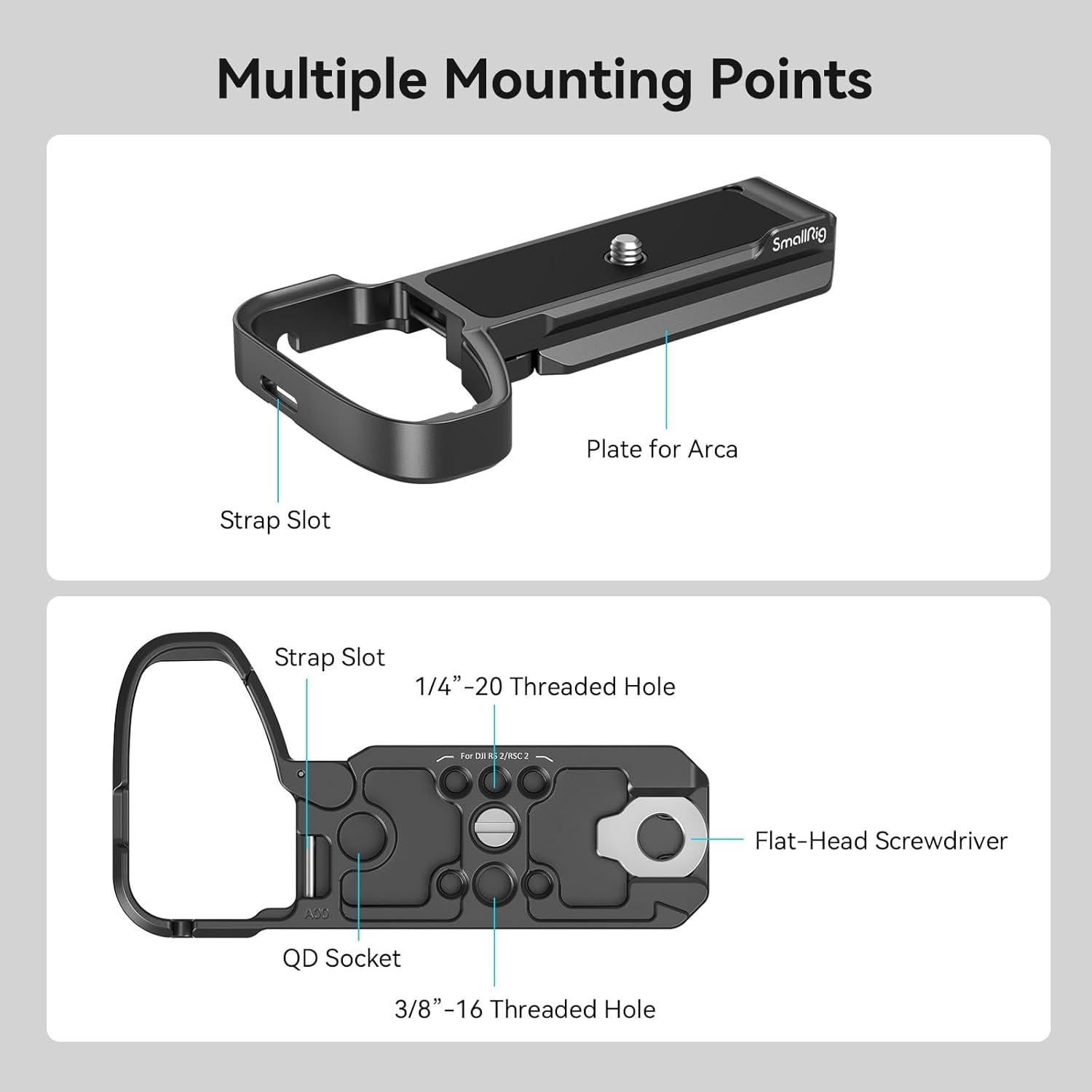 SmallRig Baseplate for Sony Alpha 6700, Bottom Mount Plate Built-in Quick Release Plate for Arca, Supporting Quick Switch Between Tripod and Stabilizer (DJI RS 2 / RSC 2 / RS 3 / RS 3 Pro) - 4338