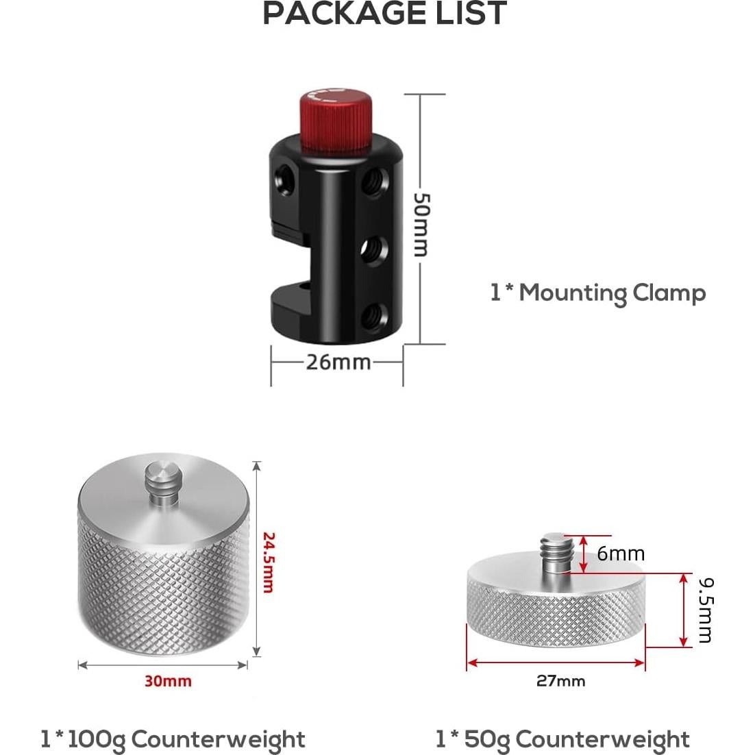 Kit de Contrapeso Universal EaxanPic para Gimbal 50g y 100g