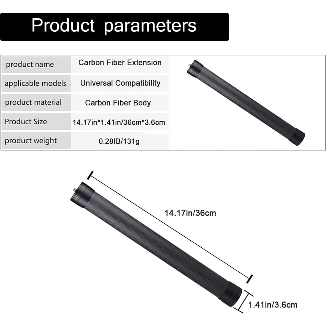 Barra de Extensión de Fibra de Carbono AngelReally 36cm para Gimbal