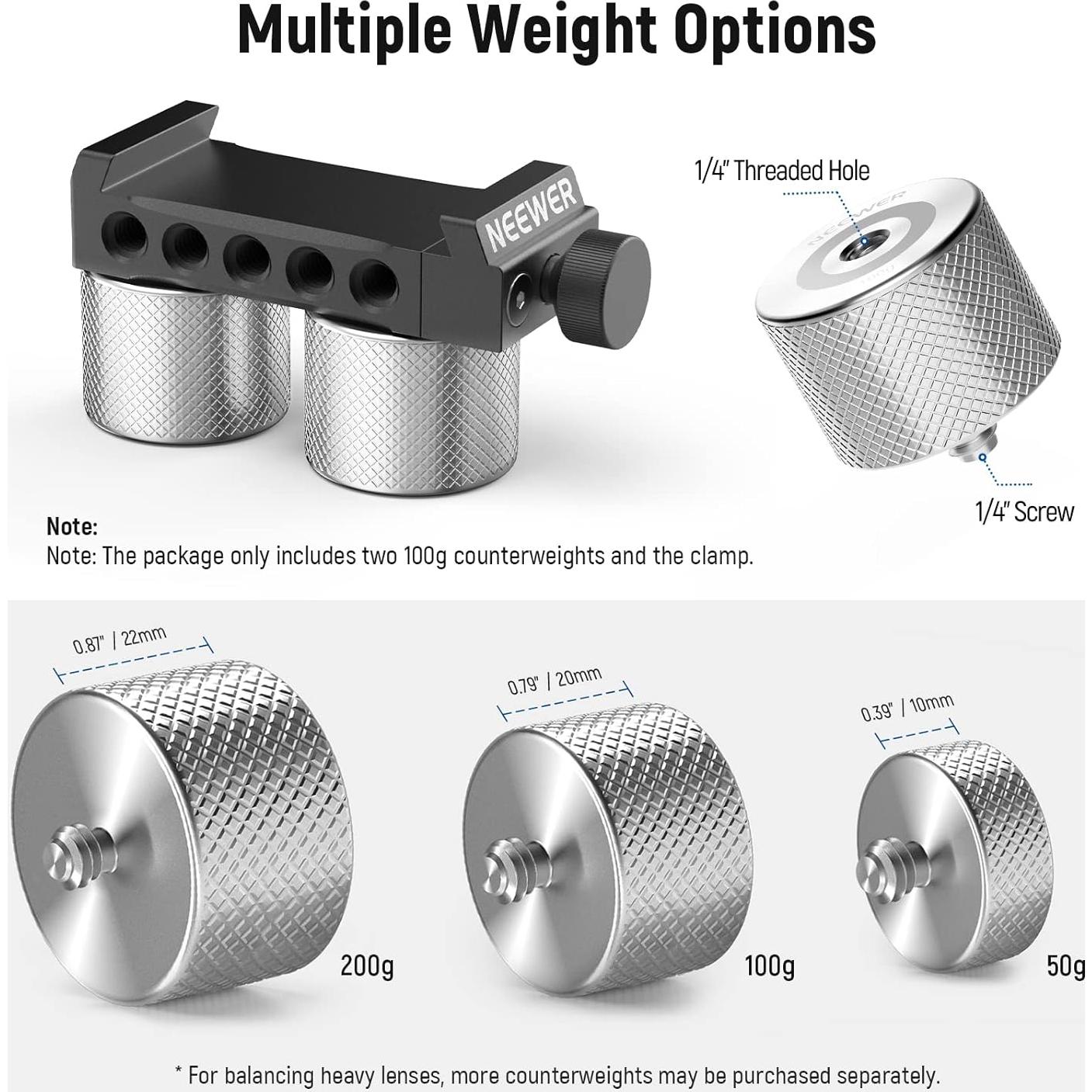 Kit de Contrapesos y Abrazadera NEEWER para Gimbal DJI y ZHIYUN