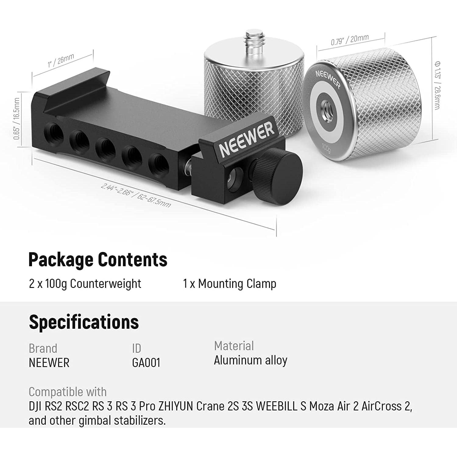 Kit de Contrapesos y Abrazadera NEEWER para Gimbal DJI y ZHIYUN