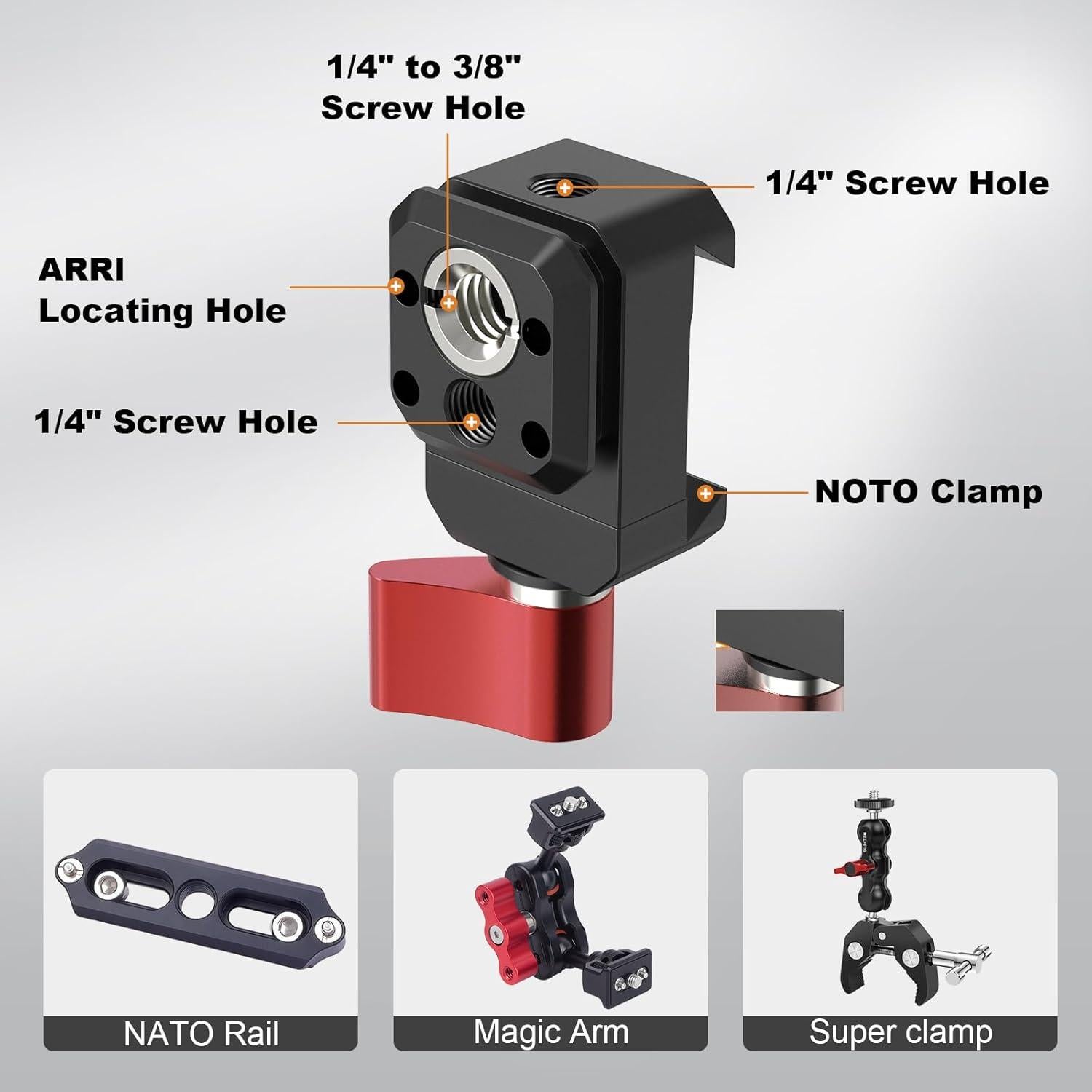 Abrazadera NATO Mechrig 62044 con tornillos 1/4 y 3/8