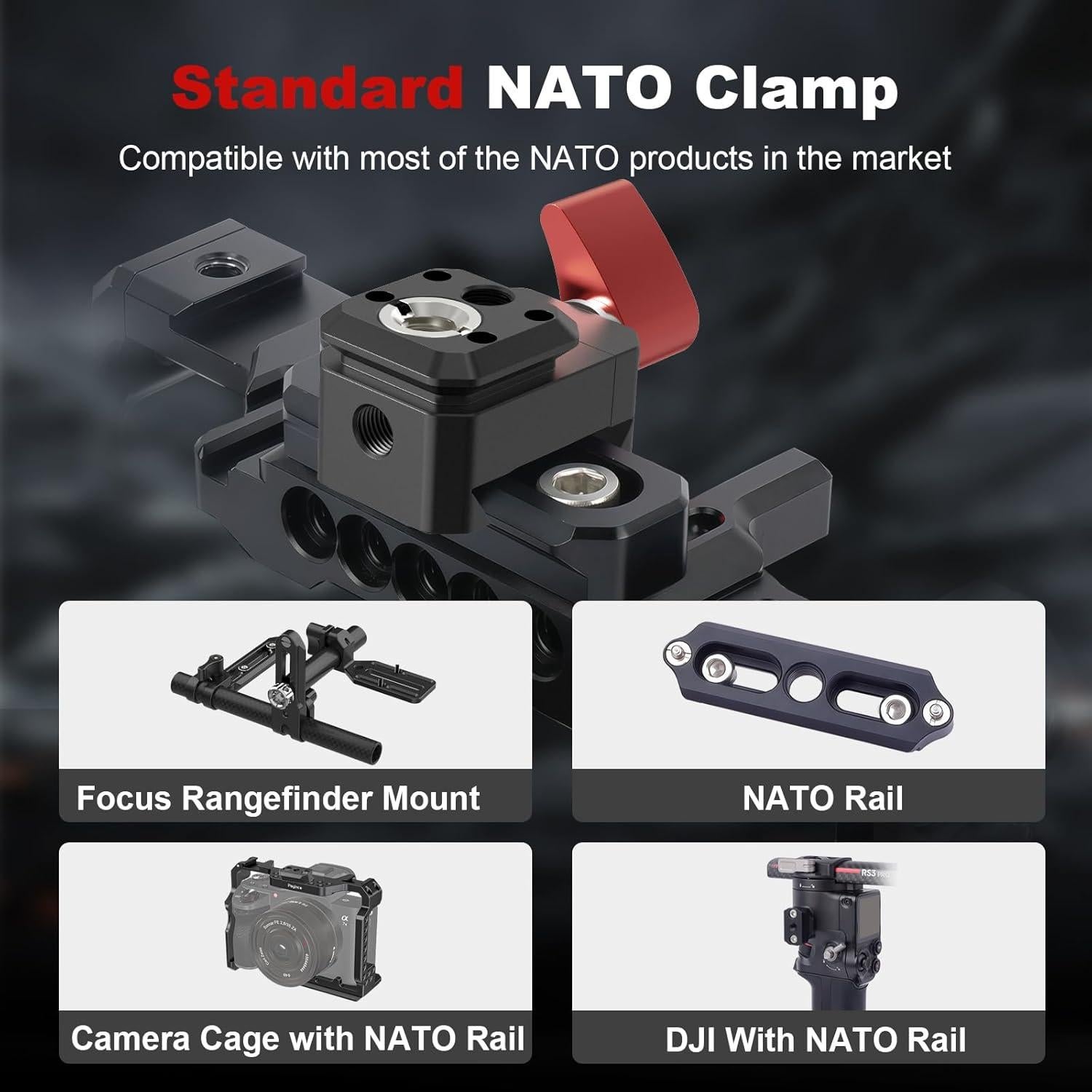 Abrazadera NATO Mechrig 62044 con tornillos 1/4 y 3/8