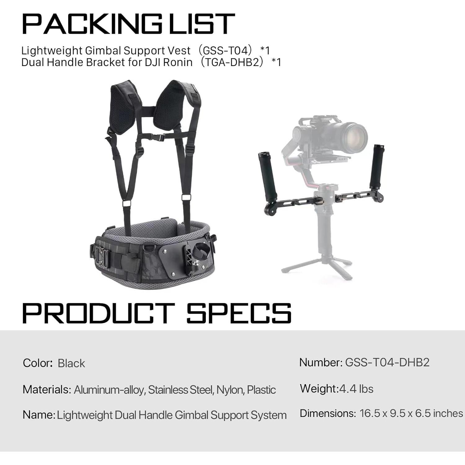 Soporte Doble Mango Ligero Tilta GSS-T04-DHB2 para DJI Ronin RS3 Pro