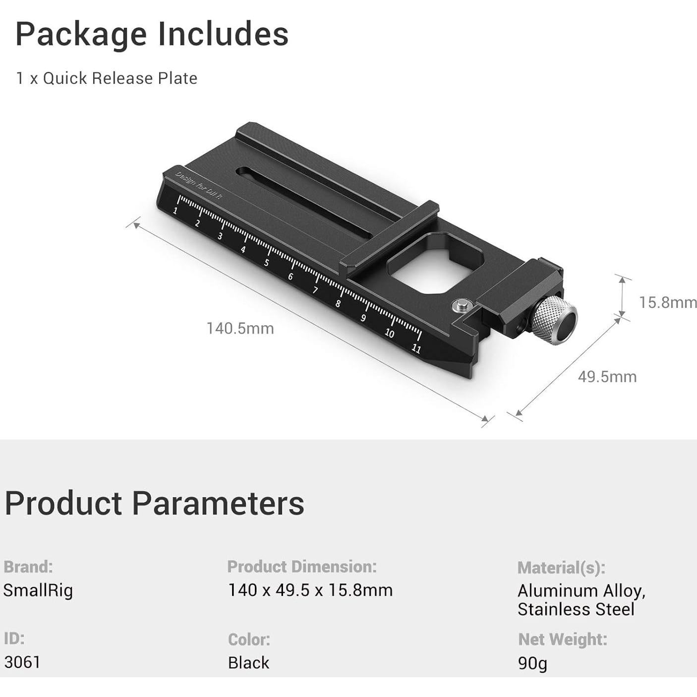 Adaptador Placa Liberación Rápida SMALLRIG 3061 para Gimbal DJI