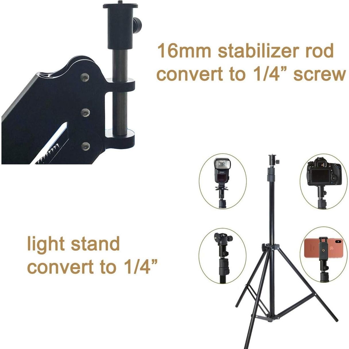 Adaptador de Montaje CAME-TV 16MM a 1/4" para Cámara