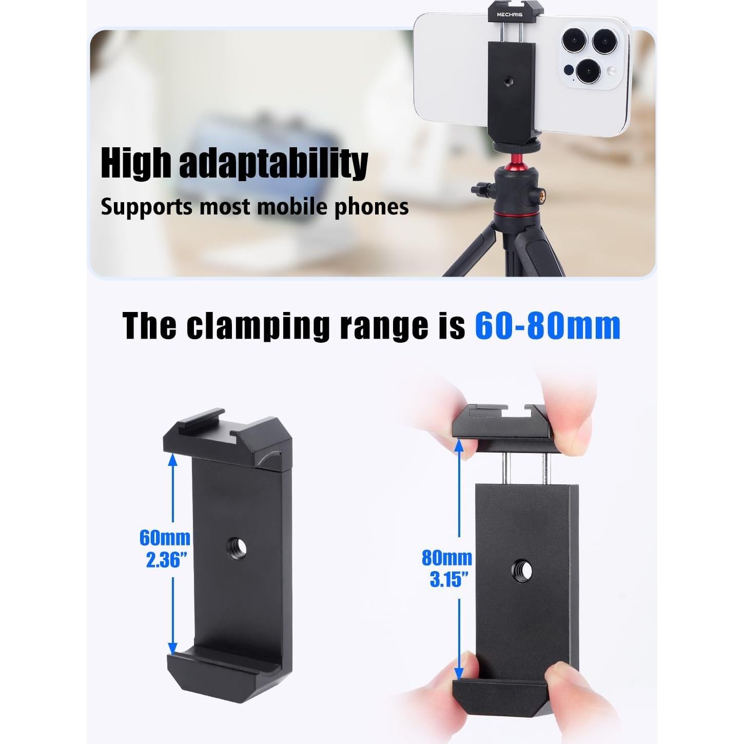 Soporte de teléfono Came-TV 84001 con zapata fría y agarre 60-80mm