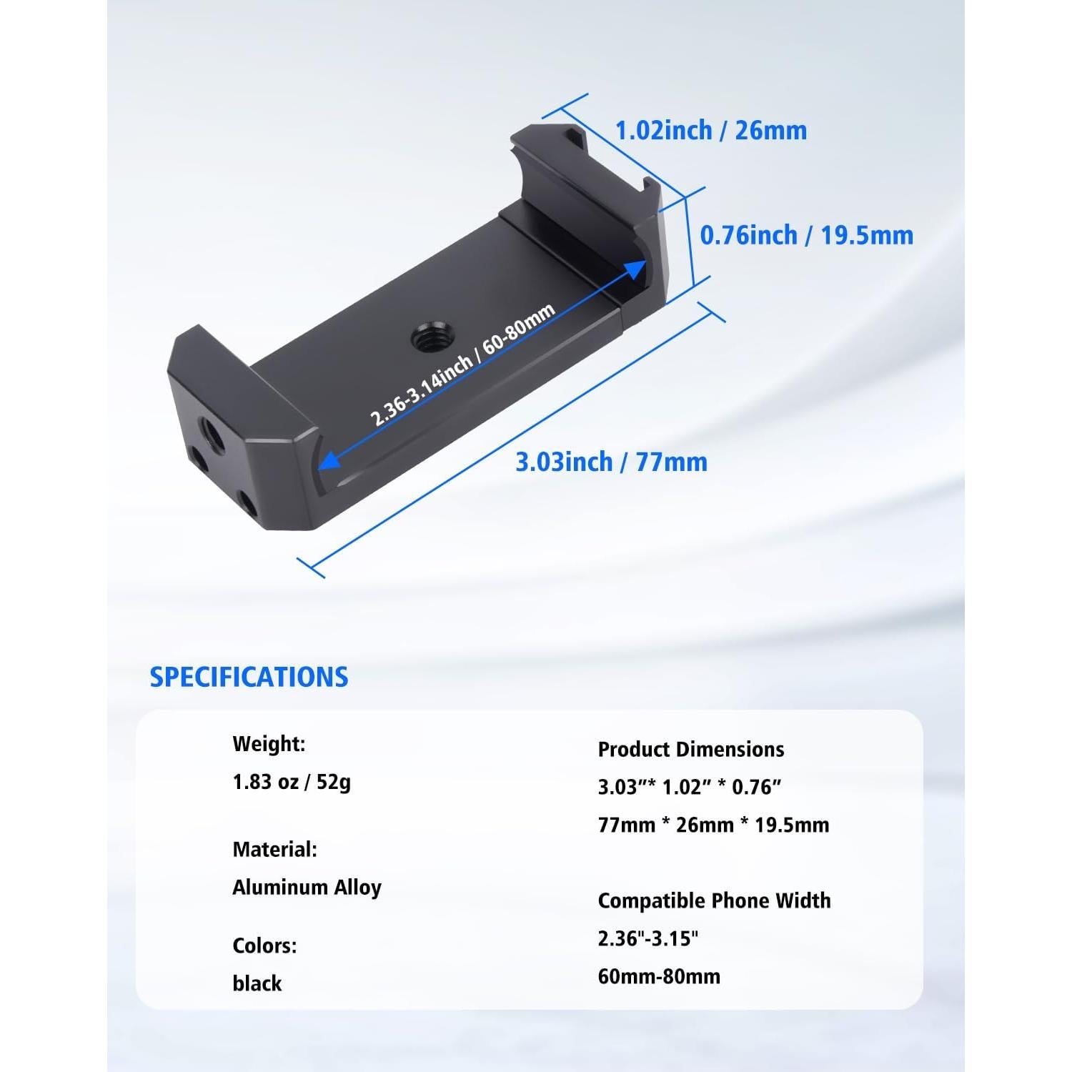 Soporte de teléfono Came-TV 84001 con zapata fría y agarre 60-80mm