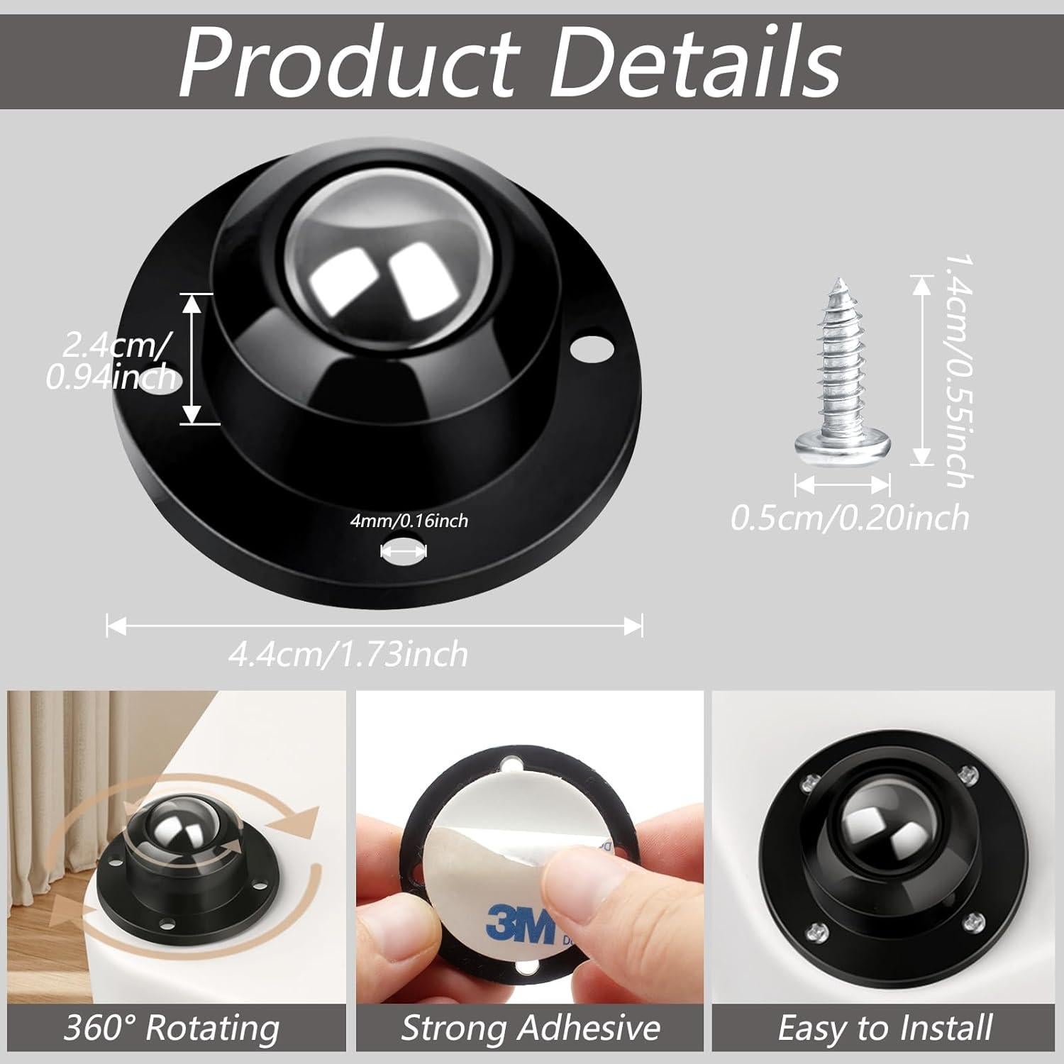 Ruedas Giratorias Cinvo 40mm para Muebles - Paquete de 12