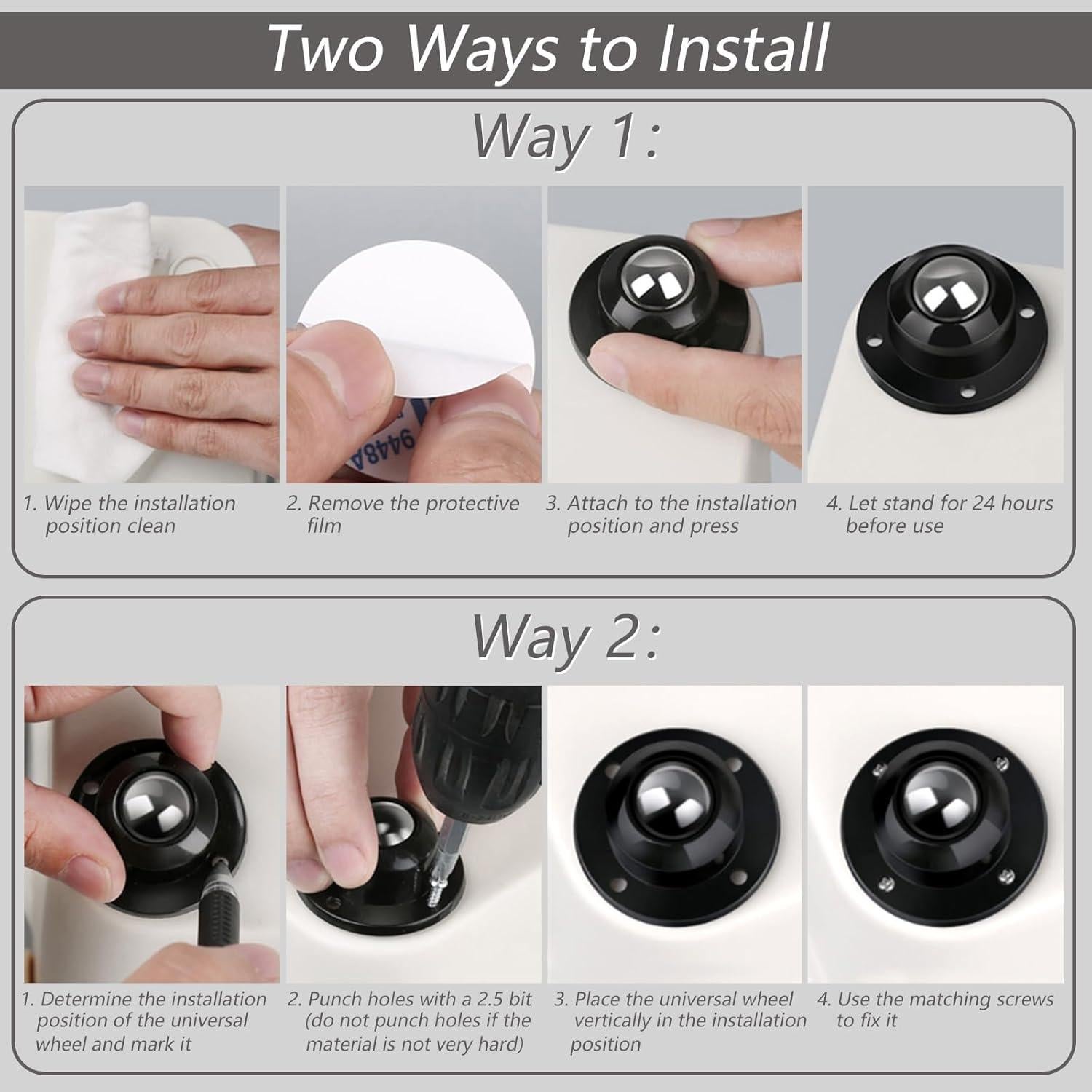 Ruedas Giratorias Cinvo 40mm para Muebles - Paquete de 12