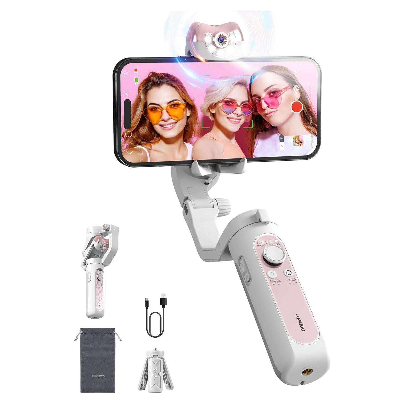 iSteady V2S Gimbal Stabilizer for Smartphone, 3-Axis Gimbal for iPhone, AI Tracking, Portable and Foldable Phone Stabilizer with Fill Light for Video Recording, Vlogging, YouTube, TikTok