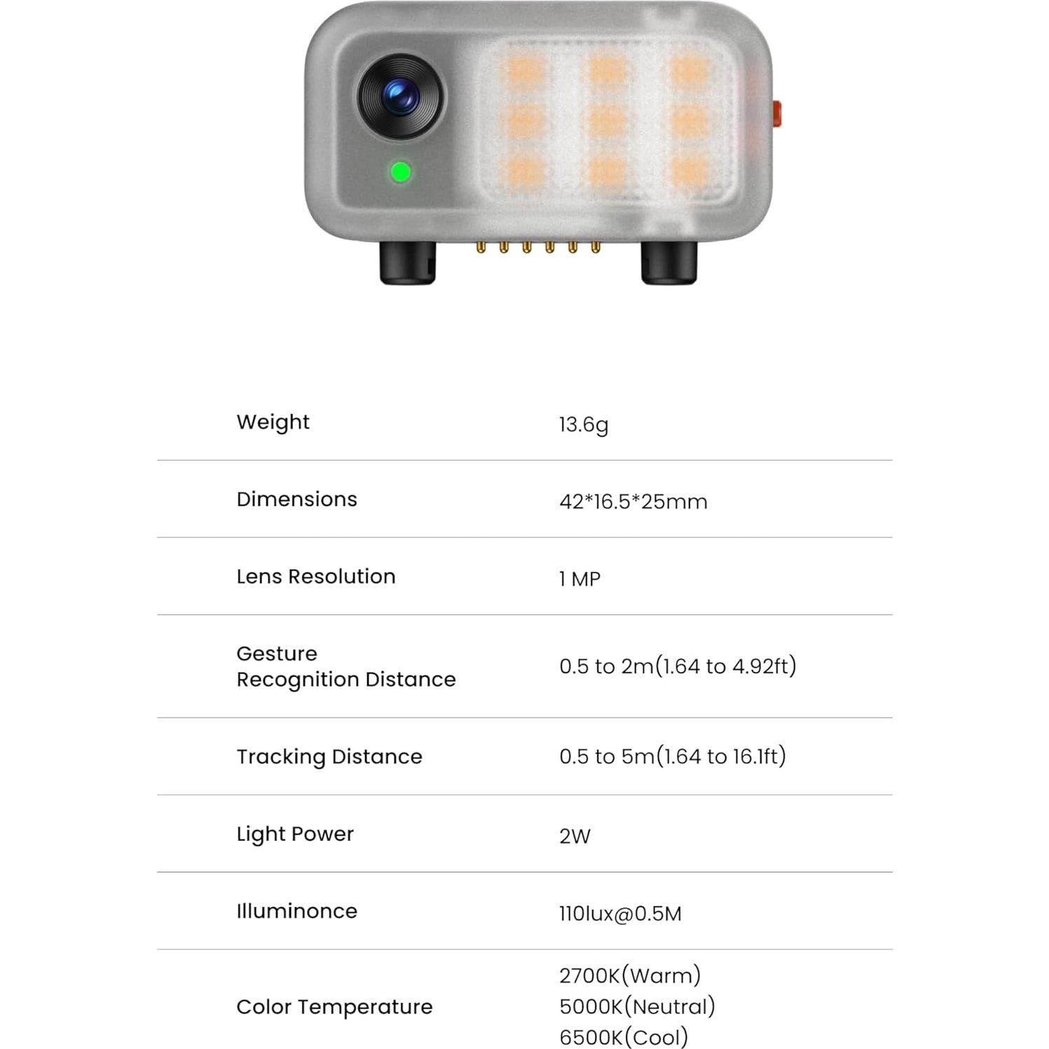 Sensor de Seguimiento AI Hohem MTK-L03 con Luz de Relleno 3 Modos