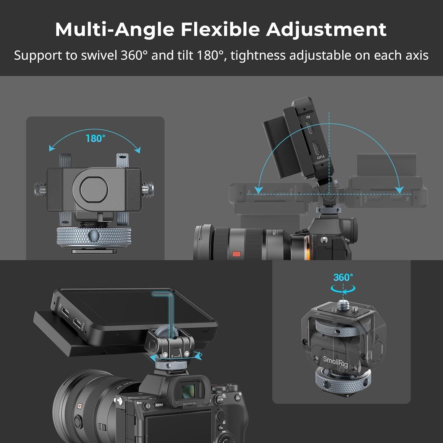 Soporte de Monitor SmallRig 3809 con Zapata Fría 360°