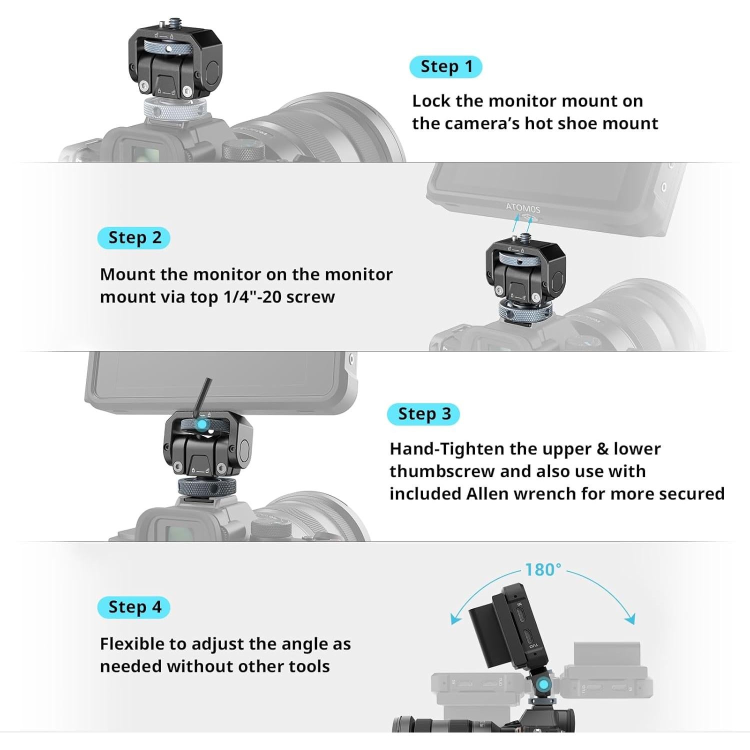 Soporte de Monitor SmallRig 3809 con Zapata Fría 360°