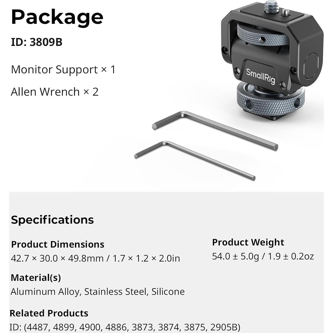 Soporte de Monitor SmallRig 3809 con Zapata Fría 360°