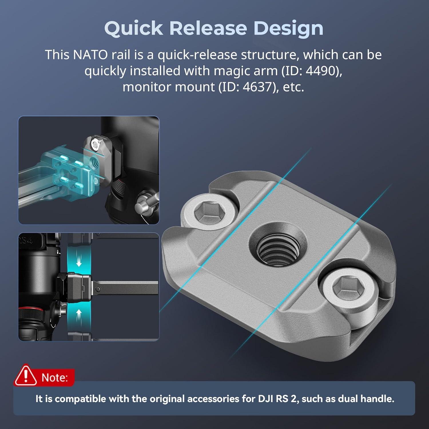 Riel Mini NATO de Liberación Rápida SmallRig 4640 para DJI RS