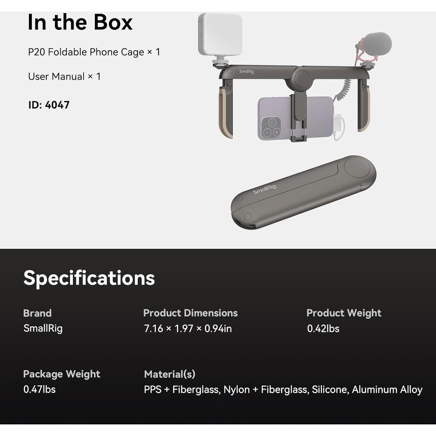 Jaula Plegable Universal para Teléfonos SmallRig 4047 - Estabilizador de Video