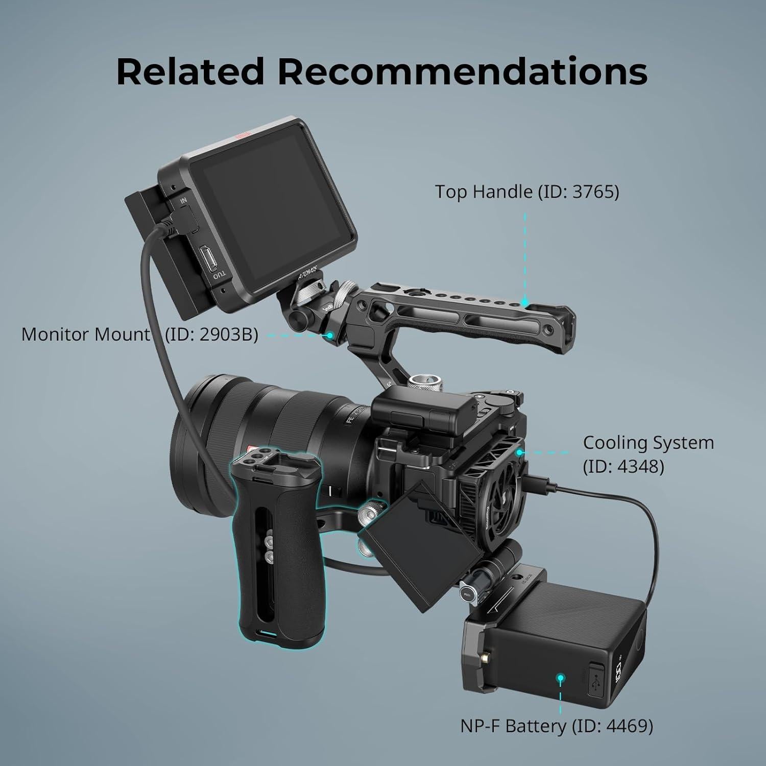 Mango Lateral Mini SmallRig 4756 Ajustable 155g con Tornillos