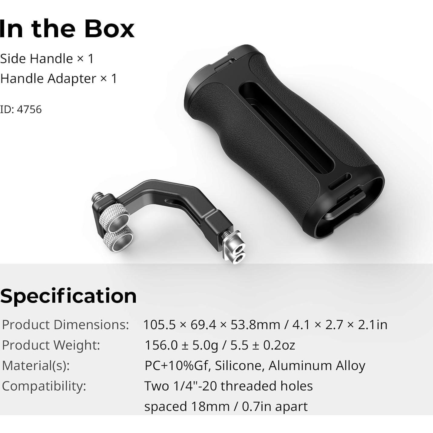 Mango Lateral Mini SmallRig 4756 Ajustable 155g con Tornillos