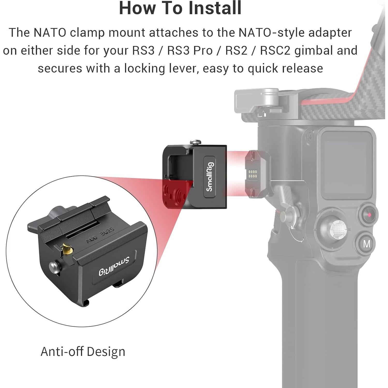 Soporte de Accesorios NATO SmallRig 3025 para DJI RS 4 Mini/RS 2/RSC 2