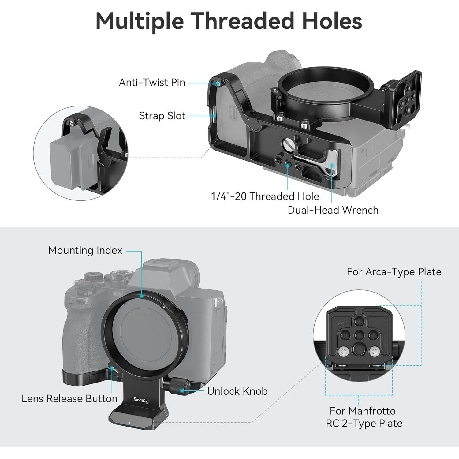 Placa de Montaje Rotatable SmallRig 4148 para Sony Alpha 7R V/7 IV/7S III