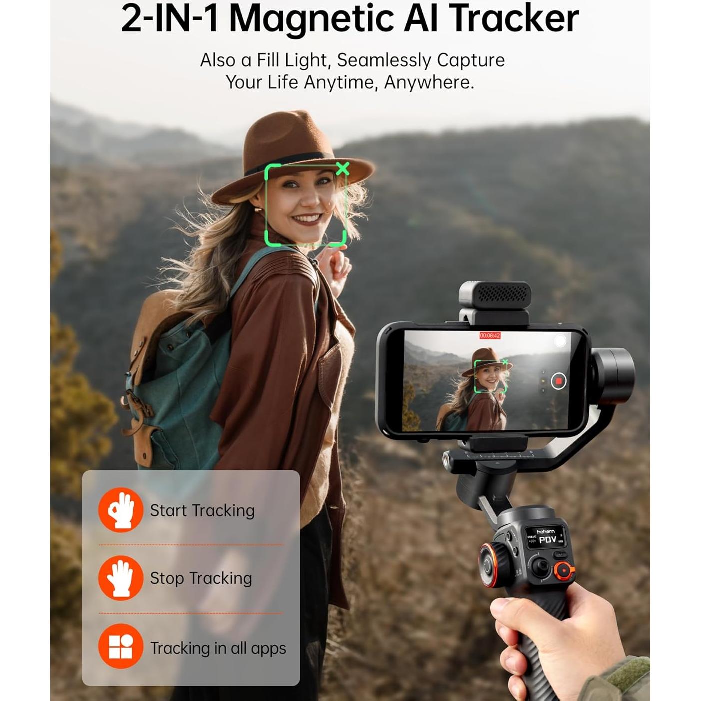 Estabilizador Gimbal Hohem iSteady M6 Kit con Rastreador AI