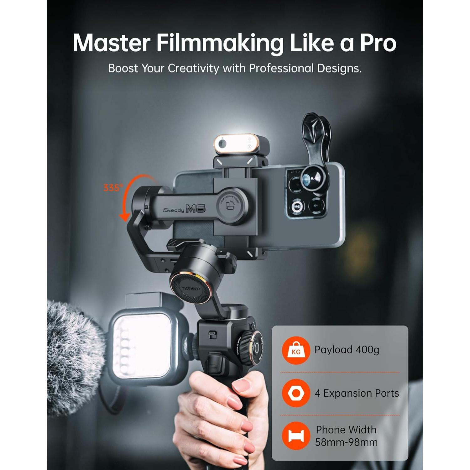 Estabilizador Gimbal Hohem iSteady M6 Kit con Rastreador AI